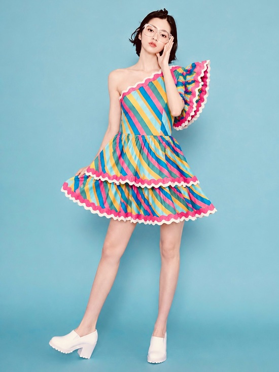 Sugarlips Dresses & Skirts - Sugarlips Multicolor Stripe One Shoulder Ruffle Tiered Mini Dress - Size XS NWT
